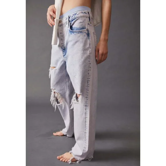 🎉LAST CHANCE🎉 NWT Free People Tapered Baggy Boyfriend Jeans / Purple Rock - Picture 4 of 10